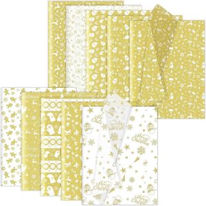 Papier De Soie No&euml;l, 100 Feuilles Emballage Flocon De Neige Paillet&eacute; Pour Cadeau, Multi-Style Pour Vacances, D&eacute;corations De F&ecirc;tes, Artisanat, 50x35cm - Neuf