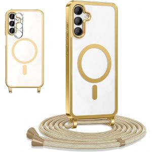 Eryi-Coque De Protection Magnétique Pour Téléphone Portable Samsung Galaxy A55 5g - En Silicone Transparent - Avec Cordon De Suspension, Anti-Chocs - Protection De L'appareil Photo Pour Samsung - Neuf