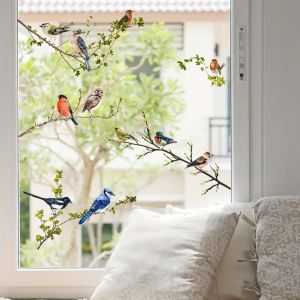 Trahoo-Stickers Fenêtre Oiseaux Sur Branche Réutilisable (78x50 Cm) I Stickers Vitres Décoratifs Fleurs Oiseaux Printemps Été I Autocollant Fenêtre Salon Chambre Cuisine Déco (Non Adhésif) - Neuf