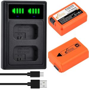 NP-FW50 Lot de 2 batteries et chargeur pour Sony ZV-E10,A6000,A6400,A6300,A5100,a7,¿7s,NEX-3,NEX-5,A7S II,A7 II,A7R II,DSC-RX10,RX10 II,RX10 III,RX10 Mark IV - Neuf