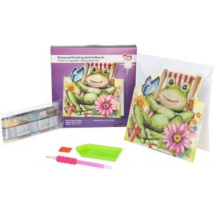 Diamond Painting Carte De Montage 370 G/M² 16,3 Cm X 16 Cm Avec Enveloppe Et Outil Motif Grenouille Sur Chaise Longue - Neuf