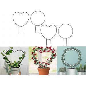 4 Treillis En Fer Ronds Et En Forme De C?ur Pour Plantes Grimpantes - Neuf