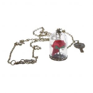 Bijoux Chic Fleur Rose S&eacute;ch&eacute;e Flacon Fiole Pendentif &Eacute;t&eacute; Plage Style Collier - Neuf