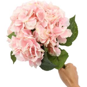 Lot de 2 hortensias artificiels en soie ¿ Pour bouquet, maison, mariage, centre de table, décoration de fête (rose) - Neuf