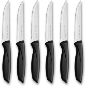 Couteaux À Steak,Set De 12 Couteaux À Steak,Couteaux De Table Noirs,Couteau De Cuisine Dentelé En Acier Inoxydable Avec Manche Ergonomique,Couteau À Viande,Lavable Au Lave-Vaisselle - Neuf