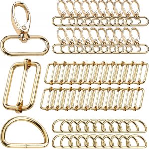 Mevronisshop-60pcs Mousqueton Sac A Main 32mm Couture Accessoires Mercerie Boucles Sangle Mousqueton Couture M&eacute;tal Crochets Pivotants Bricolage Anneaux En D D&eacute;corer Les Sacs &Agrave; Dos Ceinture Dor&eacute; - Neuf