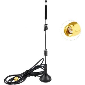 Antenne Wifi Double Fr&eacute;quence 12 Dbi Mimo Signal Omnidirectionnel Base Magn&eacute;tique Adaptateur Rp-Sma C&acirc;ble 1,5 M - Neuf
