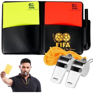 Acdsgd-Carton Arbitre Set, Sports Cartes Arbitre Football Avec Carnet D'arbitre, 2 M&eacute;tal Sifflet Arbitre, Carton Rouge Et Jaune, Crayon, Carton Arbitre Kit Pour Football Basketball Scolaires Sports Jeu - Neuf