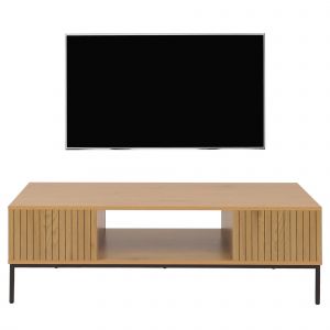 Meuble TV HWC-O39, Tableau TV Table basse Armoire TV Rangement, m&eacute;lamine MDF 39x120x60cmnaturel - Neuf