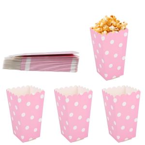 lbgwp60-24Pcs Mignonnes Boîtes À Pop-Corn Roses, Mini Gobelets Popcorn En Carton Avec Pois Blancs Adorables Petits Seaux Popcorn Pour Les Fêtes Fournitures Favoris - Neuf