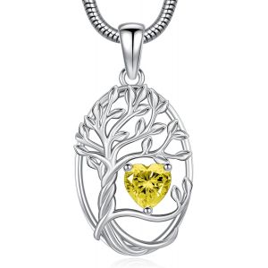 Kal-Arbre De Vie Collier Pierre De Naissance Pendentif Coeur Collier Arbre De Vie Pendentif Anniversaire De Mariage Saint Valentin Fête Des Mères Bijoux Cadeau Pour Femmes Filles - Neuf