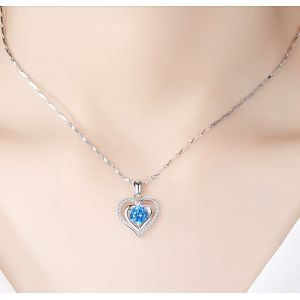 Collier Double Coeur Bleu - Neuf