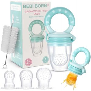 Kalanka-Grignoteuse B&eacute;b&eacute; Evolutive En Silicone Sans Bpa - T&eacute;tine D'alimentation S&eacute;curis&eacute;e Pour D&eacute;couverte Des Aliments Solides - 3 Tailles 4-24 Mois - Soulage Les Gencives - Bleu - Neuf