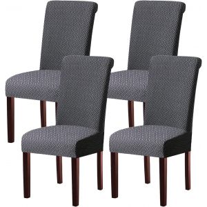 Housses de Chaise Modernes Ensemble de 1/2/4/6,Housses de Chaise Extensibles Chaise à Bascule Élastique Amovible Lavable Housse de Chaise Universelle (Gris foncé,4 Pièces) - Neuf