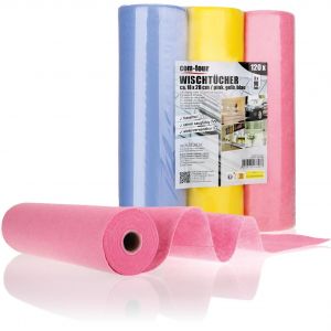 Eryi-® 120x Serviettes Ménagères En Rouleau En 3 Couleurs - Chiffons De Nettoyage Extrêmement Absorbants Et Durables En Viscose - Lingettes Multi-Usages Réutilisables (18x28-120 Pièces - Rouleau) - Neuf