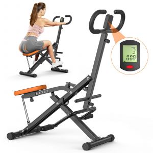 V&eacute;lo D'Exercice Pliable Pour Abdominaux, R&eacute;sistance Et Si&egrave;ge R&eacute;glables, Avec &Eacute;cran Num&eacute;rique, Rameur Pour Abdominaux, Bras, Jambes, Dos Et Fessiers, Entra&icirc;neur D'Exercice D'Une Capacit&eacute; De 120 Kg - Neuf