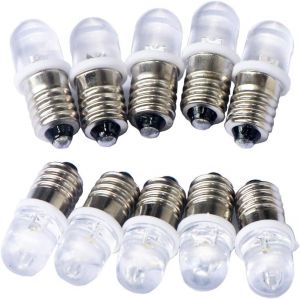 10pcs E10 4.5v Spot Ampoule Led Lampes Blanc Chaud + 10pcs E10 Base 0.25w[Amp746137] - Neuf