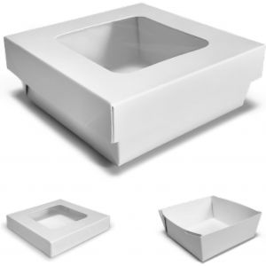 ,Lot De 25 Boîtes Pour Sushi Et Bonbons,Boîte Take Away,Couleur Blanche,Fenêtre Transparente Carrée,Boîtes En Carton Pour Aliments S003 25 Unités (Petite) - Neuf