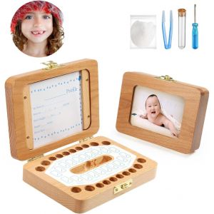 Yemaesre-Boîte À Dent De Lait, Cadre Photo Bebe, Boîte De Rangement De Dents Les Pour Enfants, Boîtes À Souvenirs, Tooth Box, Cadeau Naissance Baptême Anniversaire Kit Pour Fille Garçon - Neuf