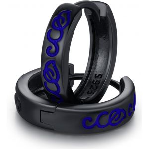 Boucles D'oreilles Viking Rune Pour Hommes Femmes En Argent Sterling 925 Noir Boucles D'oreilles Cr&eacute;oles Viking Nordiques Style Punk Boucles D'oreilles Piercing Bo&icirc;te Cadeau Pour Hommes Mari - Neuf