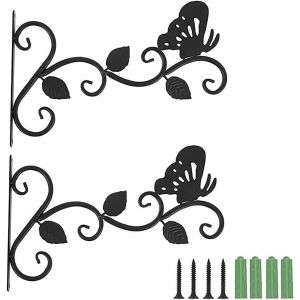 KALANKA-2 Pièces Support Mural pour Plante, Balcon, Crochet de Suspension avec 4 Vis et 4 Vis D'expansion, pour Lanterne Mangeoire à Oiseaux - Neuf