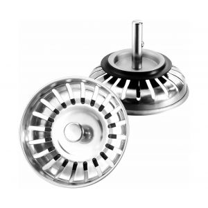 Lot de 2 bouchons de bonde d'&eacute;vier en acier inoxydable pour bonde de 79 mm - Neuf