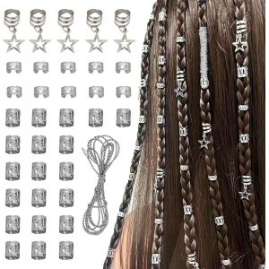 KAL-36 Pièces Bijoux Spirales Pour Cheveux Style Viking, Diy Perruque Sale Tresse Bijoux Accessoires, Perles En Spirale Dreadlocks Réglables, Perles Dreadlocks Pour Hommes, Femmes (Argent) - Neuf
