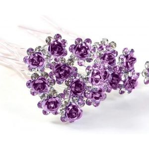 Argent Barette Cheveux Avec Strass Rose Design Fleur & Strass Mariage Noces Clips Pour Femmes & Filles Tout Type De Cheveux - Pourpre, 20 - Neuf