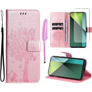 - Xiaomi Note 13 Pro 5G / Poco X6 5G Case [1 X Tempered Glass] Flip Case Cover Pu Leather Wallet Silicone [Magnetic Closure][Card Slots][Stand Feature]-Pink - Neuf