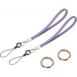 KAL-Lot De 2 Sangles De Poignet En Cuir Lisse Pour Emp&ecirc;cher Les Chutes -Pour Embrayage, T&eacute;l&eacute;phone Portable, Porte-Cl&eacute;s, Portefeuille, Sac &Agrave; Main (Violet Clair) - Neuf