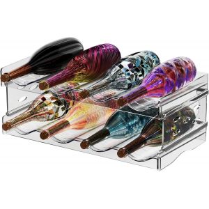 Mevronisshop-2 Pièces Range Bouteille Frigo Empilable Porte Support Rangement Bouteille Vin Eau Vertical Casier À Bouteilles Plastique Contenir Jusqu'à 8 Bouteillespour Comptoirs De Cuisine Armoire R - Neuf