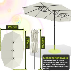 Parasol Triple T&ecirc;te &Eacute;cru &iquest; Ace Extra Large Pour Terrasse Spacieuse - Neuf