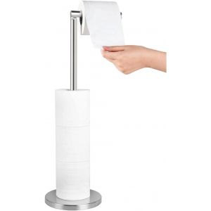 KAL-Porte-Rouleau De Papier Toilette Sur Pied Pour Salle De Bain En Acier Inoxydable Support 5 Rouleaux Porte Papier Distributeur Sans Perçage Wc Dérouleur Anti-Rouille,Argenté - Neuf