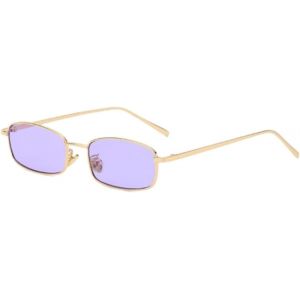 Lunettes De Soleil Rectangulaires Classiques Rétro Fines Monture En Métal Verres Vintage Rectangle Couleur Bonbon Lunettes De Soleil - Neuf