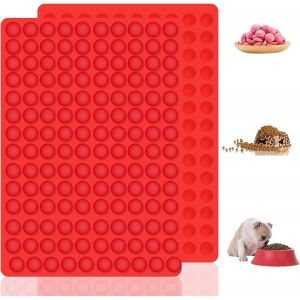 AYUHR-Lot de 2 tapis de cuisson en silicone avec grattoir à pâte, tapis de cuisson pour friandises pour chien, tapis en silicone, tapis de cuisson pour plaque de cuisson (1,5 cm, 255 grilles, forme - Neuf