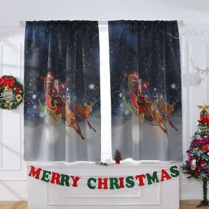 Lot de 2 rideaux de douche de Noël 130 x 180 cm, motif forêt enneigée avec crochets, extra longs, imperméables, anti-moisissure, décoration de salle de bain (A) - Neuf