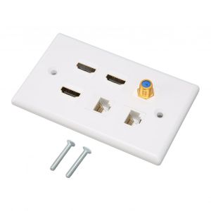 Plaque murale d'interface multimedia HD 6 ports TV F Head CaT6 reseau aV pour la maison - Neuf