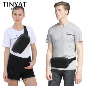 TINYAT Hommes s Taille Sac Pack Téléphone Sac À Main Argent Voyage Grande Femmes Ceinture Sac Pochette Imperméable à l'eau Épaule Noir Fanny Pack Bum Bag - Neuf
