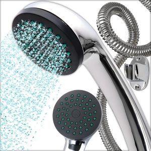KAL-Pommeau De Douche Avec Tuyau Et Support, Douchette De Douche 19 X 6,4 Cm, Douchette À Main, Pommeau De Douche Économiseur D'Eau, Pommeau De Douche Avec Flexible De Douche, Douchette De Douche - Neuf