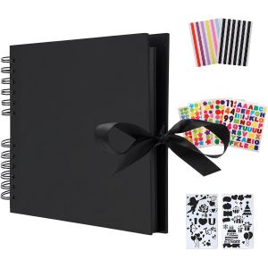 MAA-Album Photo Traditionnel DIY Scrapbook 80 Pages, Scrapbooking Album Mariage Livre d'or Idee Cadeau Original Maitresse Femme pour Valentin De noël Anniversaire (Noir) - Neuf