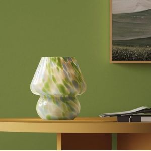 Lampe De Chevet Led À Intensité Variable Avec Abat-Jour En Verre En Forme De Champignon Et Base - Décoration D'intérieur Pour Chambre À Coucher, Salon (Bleu Océan) - Neuf