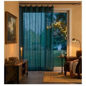 Panneau A Anneaux Voile Tisse 140 X 240 Cm Linke Bleu - Neuf