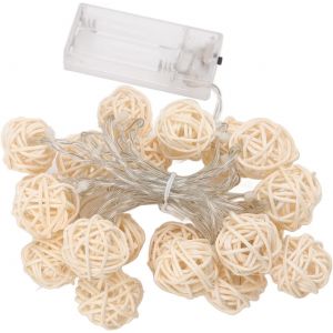 KAL-Guirlande Lumineuse En Boule De Rotin De 3 Mètres Avec Guirlande Lumineuse À Piles 20Led Tengqiu Dortoir Anniversaire Guirlande Lumineuse De Couleur Lumineuse Décorative - Neuf