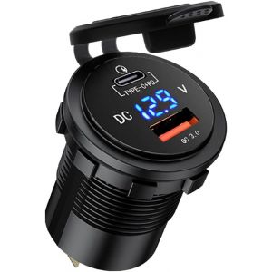 Pd Chargeur Rapide Usb C Voiture Type C Et Qc3.0 Chargeur 12v/24v Qc 3.0 64 W Prise Chargeur Usb Coquille En Aluminium En Métal Pour Voiture Aarine Moto Bateau Caravane (Arancio) - Neuf