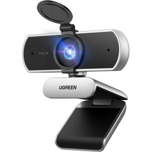 Webcam 2K 30Fps Cam&eacute;ra Usb Pc Deux Micro Mise Au Point Fixe Angle R&eacute;glable Correction Lumi&egrave;re Plug Play Windows Macos Linux Streaming Youtube Skype Appel Zoom Vid&eacute;oconf&eacute;rence (Gris Argent&eacute;) - Neuf