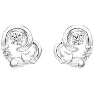 Chenquansarl-Boucles D'oreilles En Argent Pour Femmes, Boucles D'oreilles Pour Filles, Boucles D'oreilles En Argent Sterling Zircone Amitié Sweet Heart Cat Stud Pour Femmes Filles - Neuf