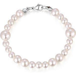 Kal-Collier De Perles Enfant 6mm 8mm 10mm Taille Mix Largeur Réel Perles De Coquille D'eau Douce Hip Hop Rappeur Collier Ras Du Cou, Cadeau Pour Lui - Neuf