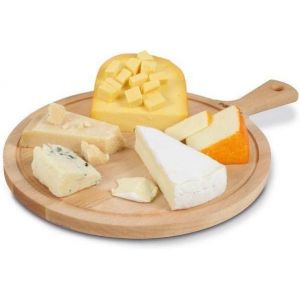 Planche De Pr&eacute;sentation Rond Amigo L De Avec Poign&eacute;e/En Bois De H&ecirc;tre Rustique/Pour Fromages Et Tapas/Brun / &iquest; 33 Cm - Neuf