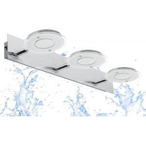 Lampe Miroir Ip44 &Agrave; 3 Flammes 2114 En Aspect Chrom&eacute; *Cool* Incl. 3X 4,5 Watt 3000K Blanc Chaud Led Module 42Cm De Long Avec Spots, Applique De Salle De Bain, Plafonnier, Lampe De S[VEI9272975] - Neuf
