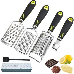 4 Pi&egrave;ces Set Zesteur,R&acirc;pe &Agrave; Fromage Rapeur Legume Agrumes Citron,Rappe Zesteur Cuisine Professionnel,Manuel Inox Fine Parmesan Zesteur Canneleur Pour Carottes Gingembre Muscade Cheese Nutmeg - Neuf
